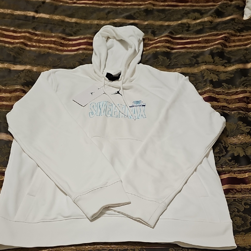 NEW WITH TAGS Jordan White Hoodie with Bluish Teal Accents